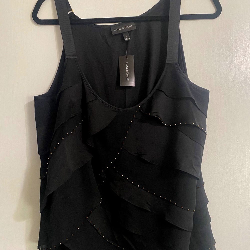PLUS sized Cute and sexy black tiered embellished camisole/tank  NWT 18